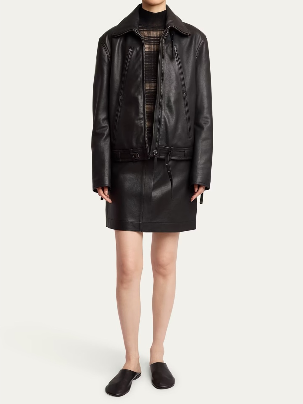 Proenza Schouler White Label NYT Phoenix Leather Zip-Front Jacket